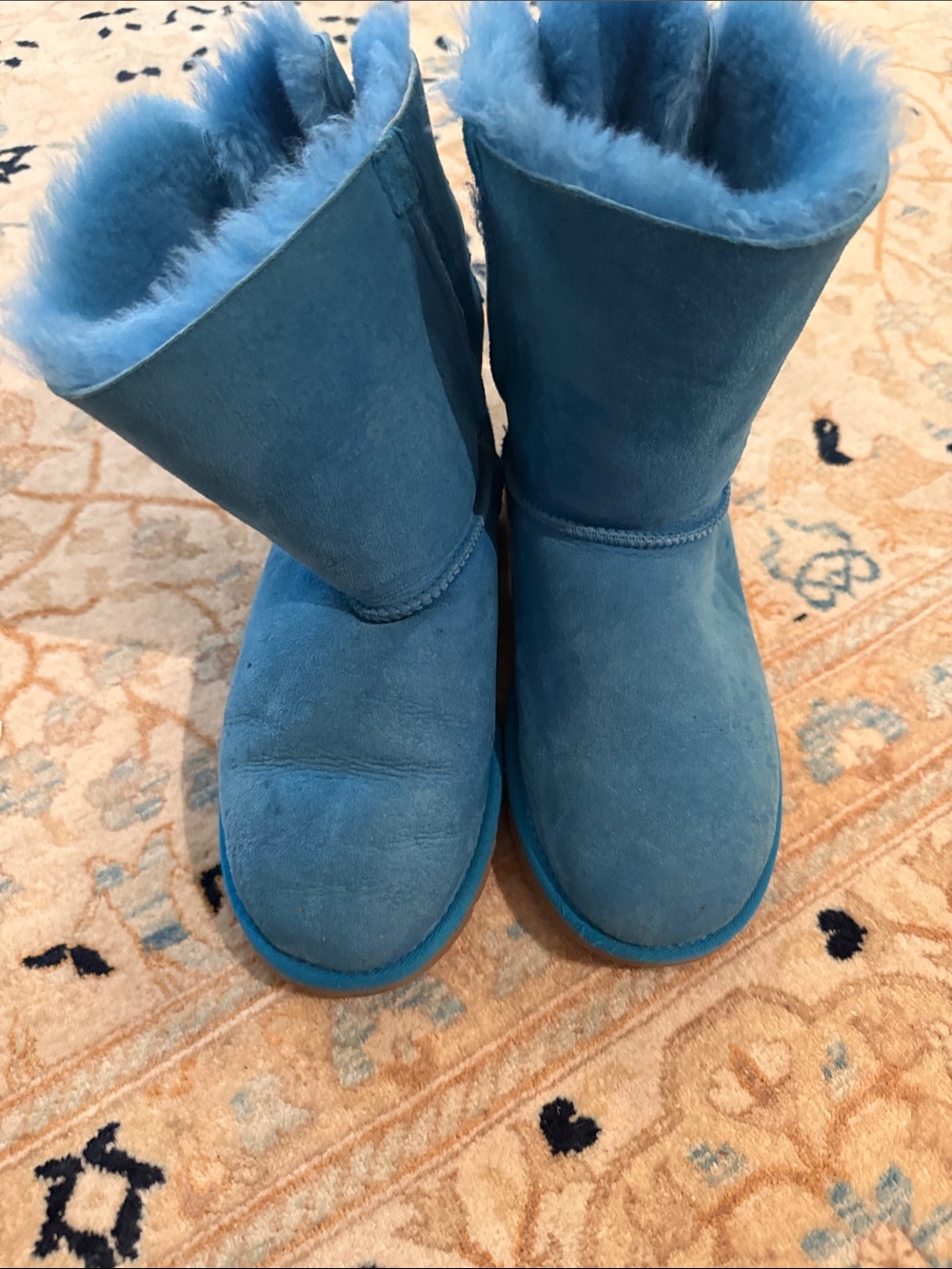 UGG Kids Blue Suede Shearling Boots